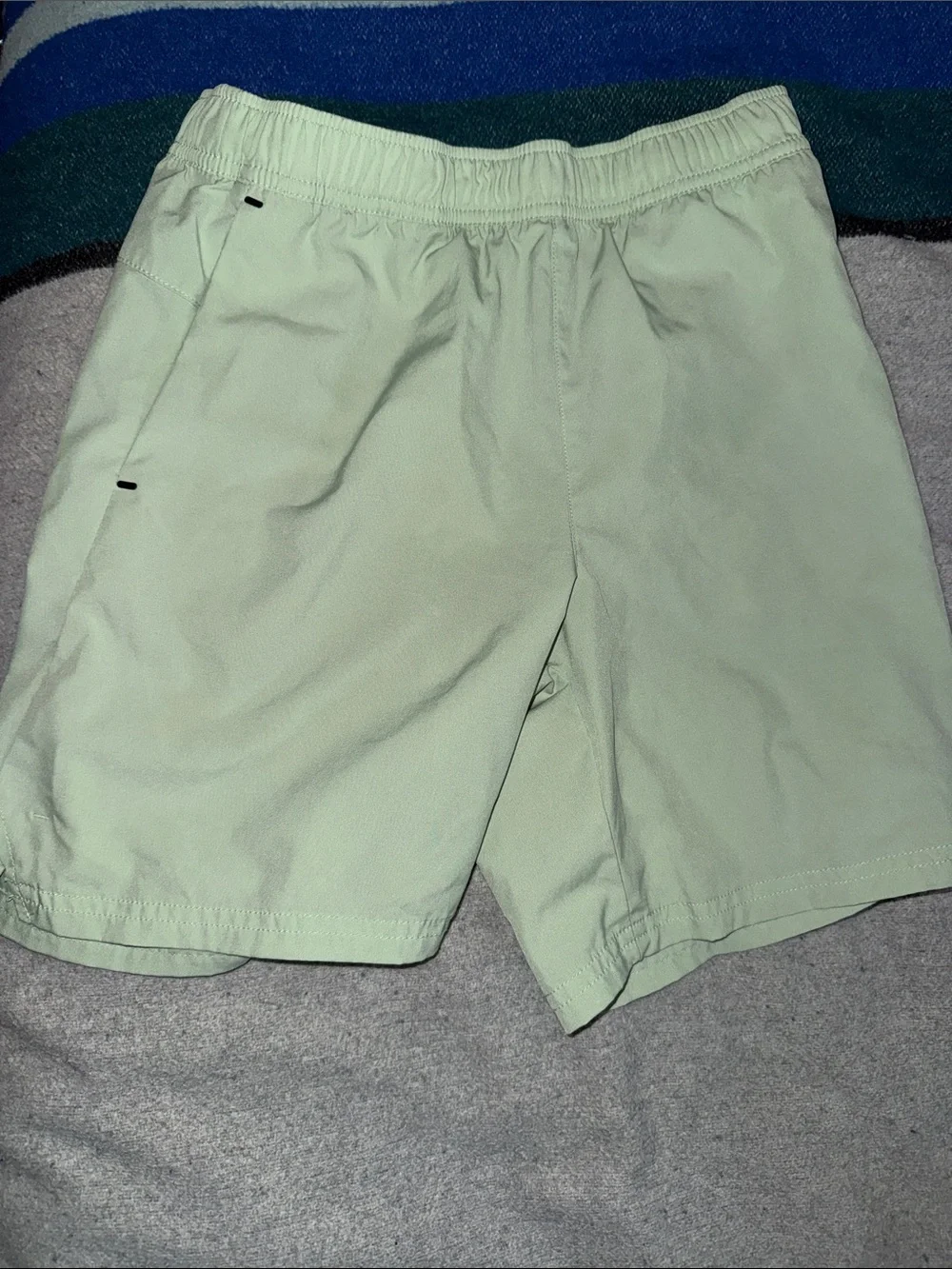 Light Mint Green Casual Elastic Waist Shorts
